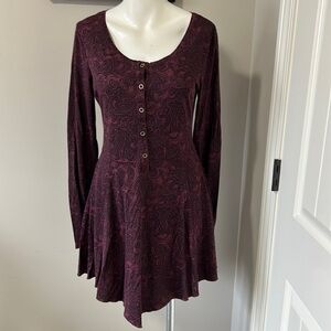 Peruvian Connection Pima Cotton Long Sleeve Jacquard Knit Dress Sz S